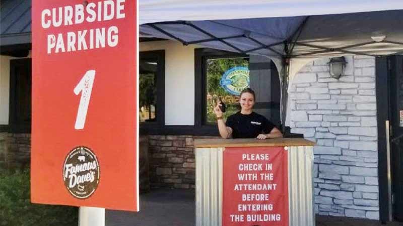 Curbside parking at Famous Dave’s restaurant.