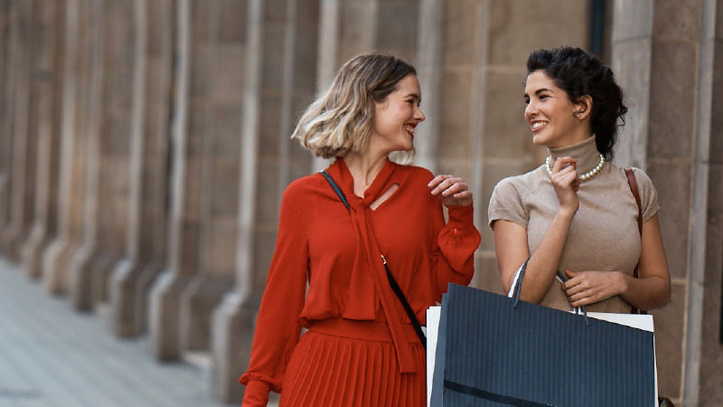 Two women going shopping